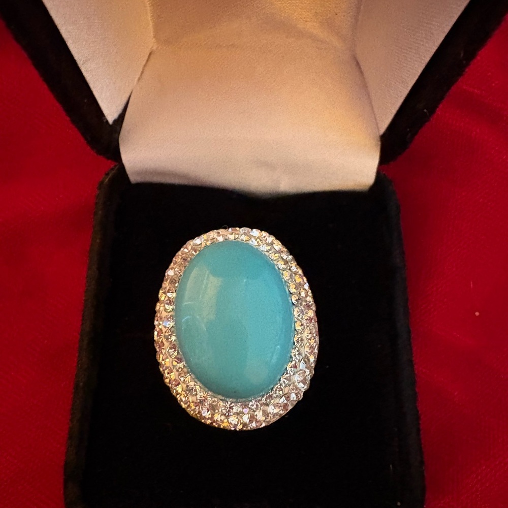 Sterling Silver 925 Turquoise Ring Size 7 Adjustable.